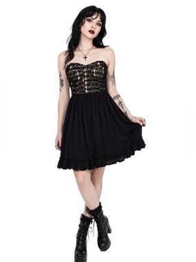 Lil Anthropologie "NEW" Black Motif Whimsigoth Witchy Strapless Dress Size 0